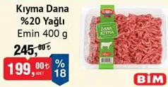 EMİN KIYMA DANA %20 YAĞLI 400 G